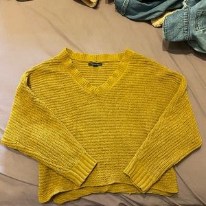 Mustard Yellow American Eagle Cropped Sweater